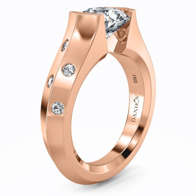 Danhov Tension Engagement Ring in 14k Rose Gold