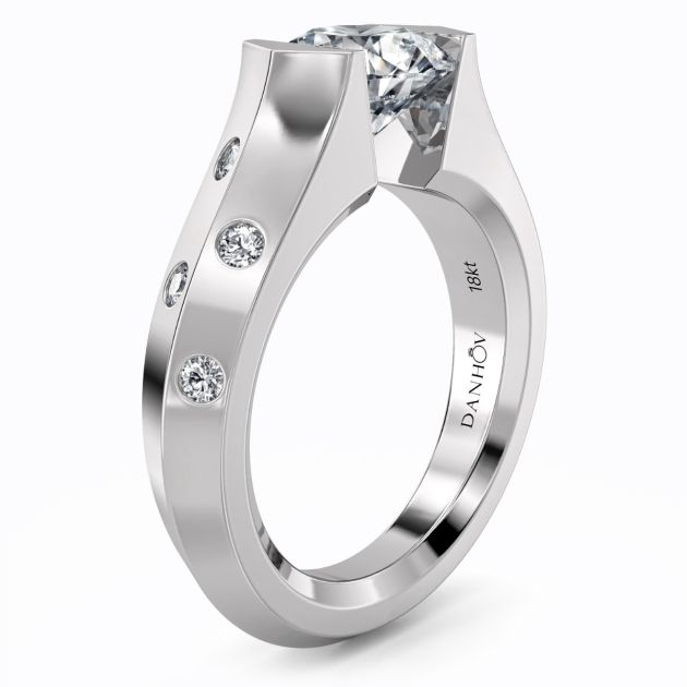 Danhov Tension Engagement Ring in 14k White Gold