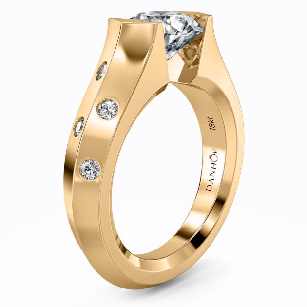 Danhov Tension Engagement Ring in 14k Yellow Gold