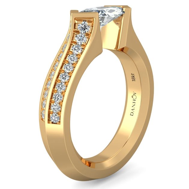 Danhov Tension Engagement Ring in 14k Yellow Gold