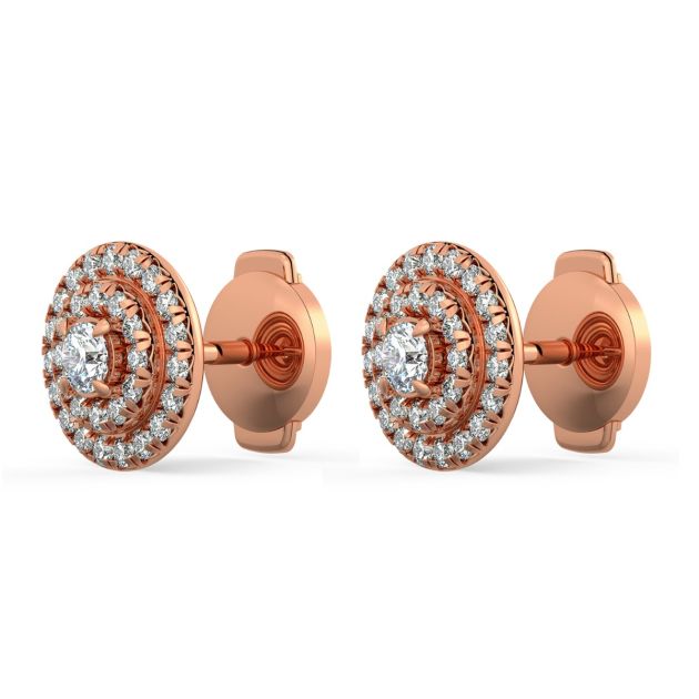 Norme de Danhov Double Halo Natural Diamonds Earrings in 18k Rose gold 