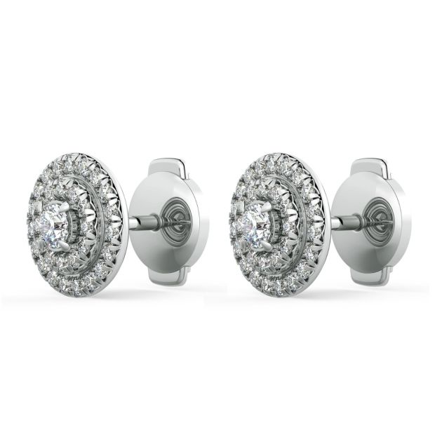 Norme de Danhov Double Halo Natural Diamonds Earrings in Platinum