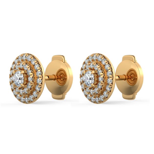 Norme de Danhov Double Halo Natural Diamonds Earrings in 18k Yellow gold 