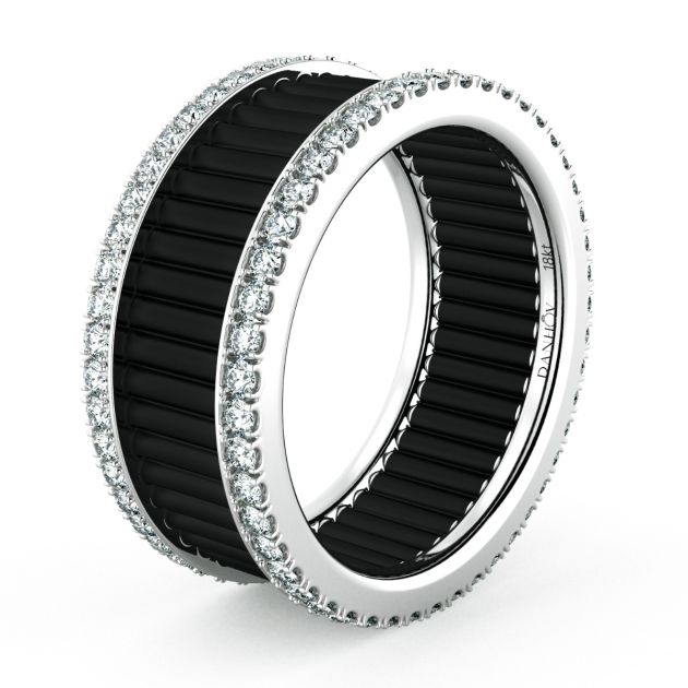 Danhov Tubetto Award Winning Wedding Band for Men in  18k Black & White Gold