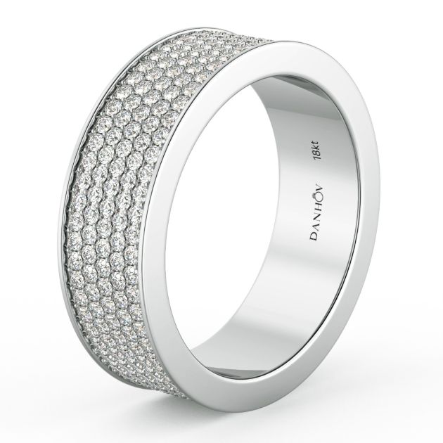Norme de Danhov Flat Diamond Wedding Band for Men in 14k White Gold