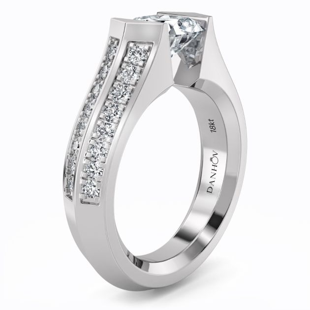Danhov Tension Engagement Ring in 14k White Gold