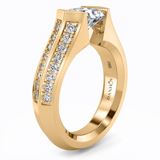 Danhov Tension Engagement Ring in 14k Yellow Gold