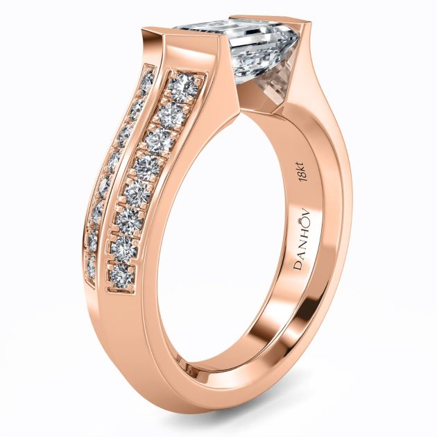 Danhov Tension Engagement Ring in 14k Rose Gold