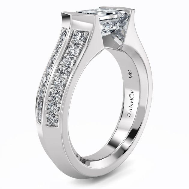 Danhov Tension Engagement Ring in 14k White Gold