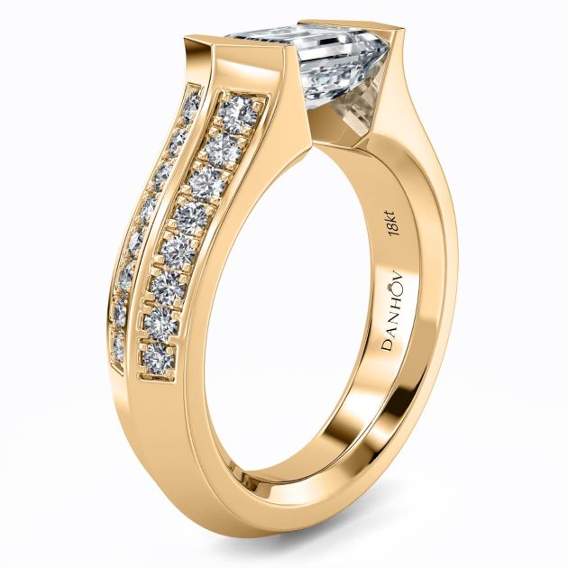 Danhov Tension Engagement Ring in 14k Yellow Gold