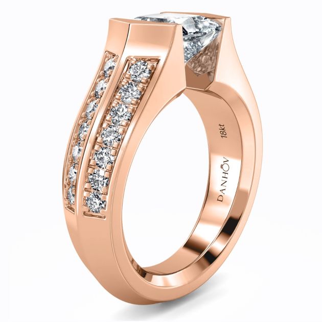 Danhov Tension Engagement Ring in 14k Rose Gold