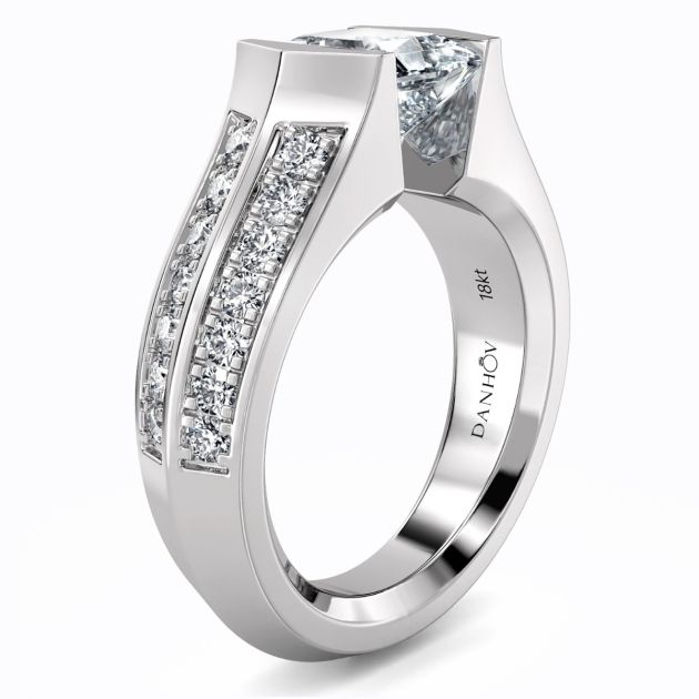 Danhov Tension Engagement Ring in 14k White Gold