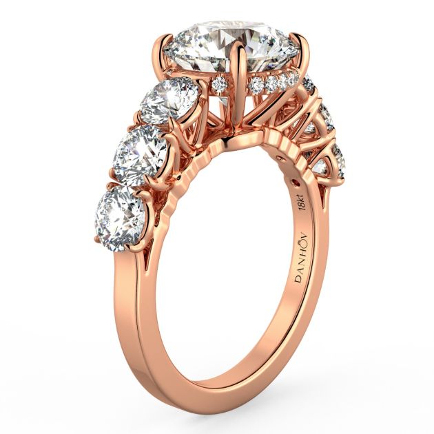 Danhov Classico Six Diamond Engagement Ring in 14k Rose Gold