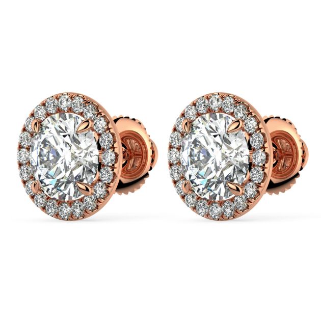 Norme de Danhov Halo Diamonds Earrings in 18k Rose Gold