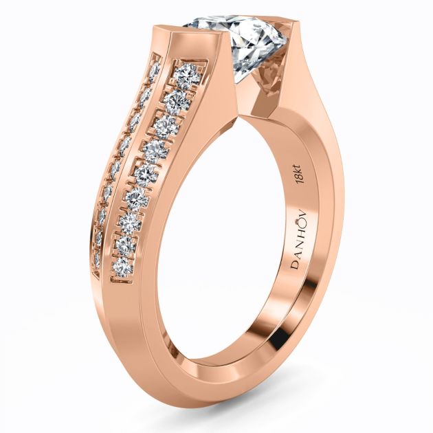 Danhov Tension Engagement Ring in 14k Rose Gold