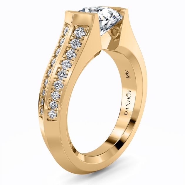 Danhov Tension Engagement Ring in 14k Yellow Gold