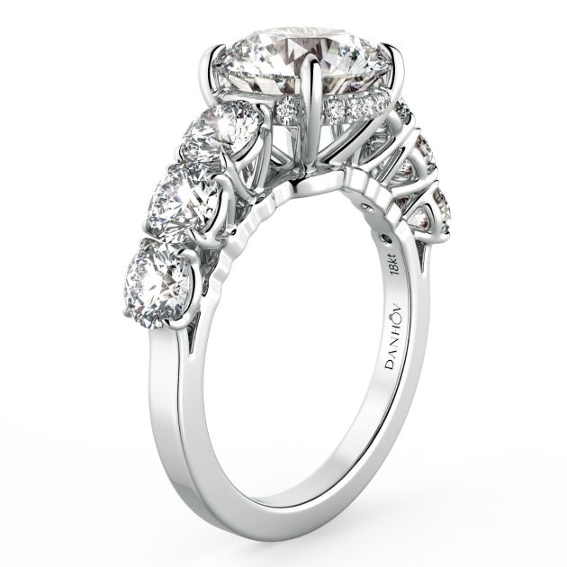 Danhov Classico Six Diamond Engagement Ring in 14k White Gold