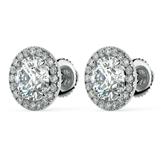Norme de Danhov Halo Diamonds Earrings in 14k White Gold