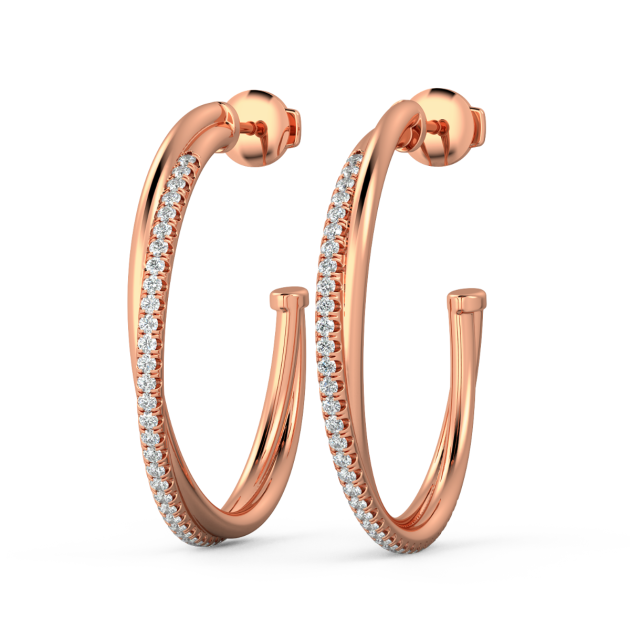 Norme de Danhov CrossOver Medium Hoop Diamond Earrings in 18k Rose Gold