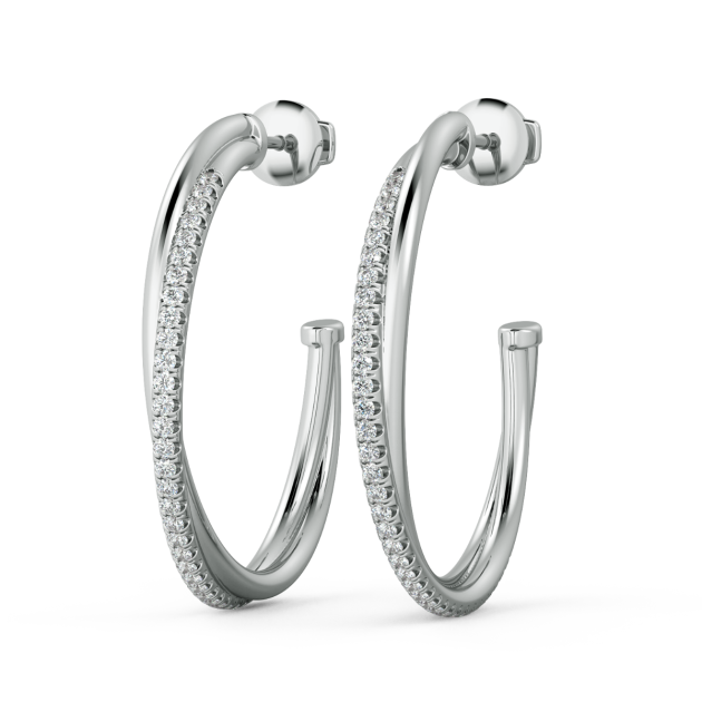 Norme de Danhov CrossOver Medium Hoop Diamond Earrings in 14k White Gold
