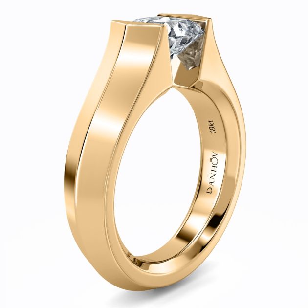 Danhov Tension Engagement Ring in 14k Yellow Gold