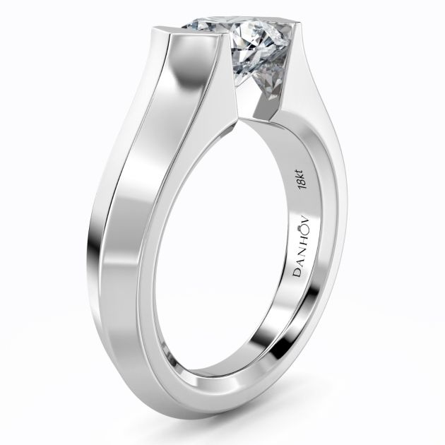 Danhov Tension Engagement Ring in 14k White Gold