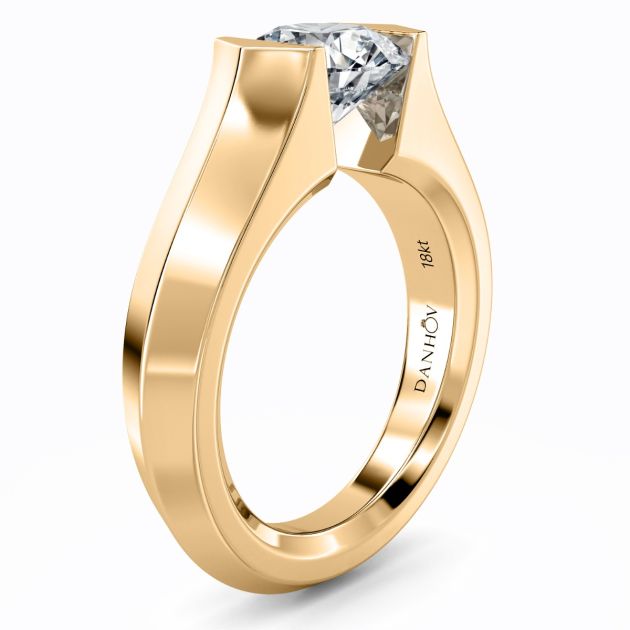 Danhov Tension Engagement Ring in 14k Yellow Gold