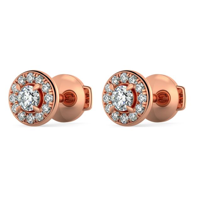 Norme de Danhov Halo Diamonds Earrings in 14k Rose Gold