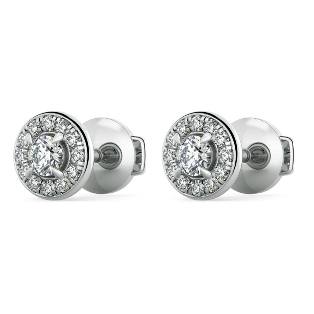 Norme de Danhov Halo Diamonds Earrings in 14k White Gold