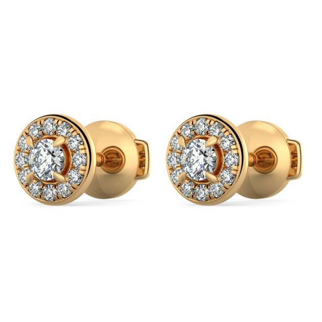 Norme de Danhov Halo Diamonds Earrings in 14k Yellow Gold