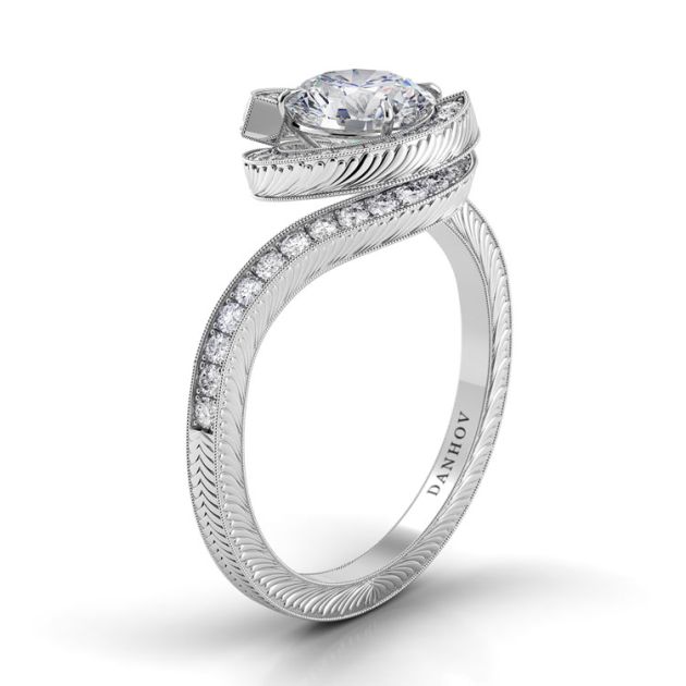 Danhov Abbraccio Vintage Engagement Ring in 14k White Gold