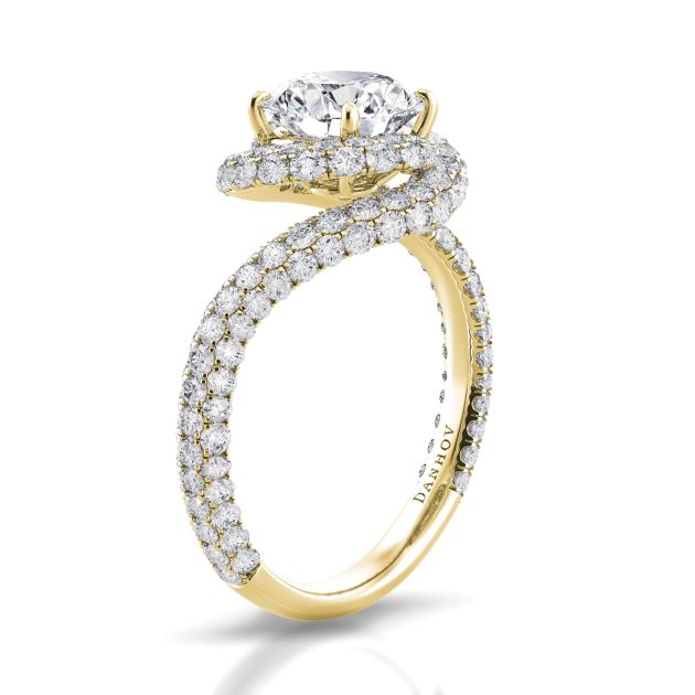 Danhov Abbraccio Swirl Engagement Ring in 18k Yellow Gold