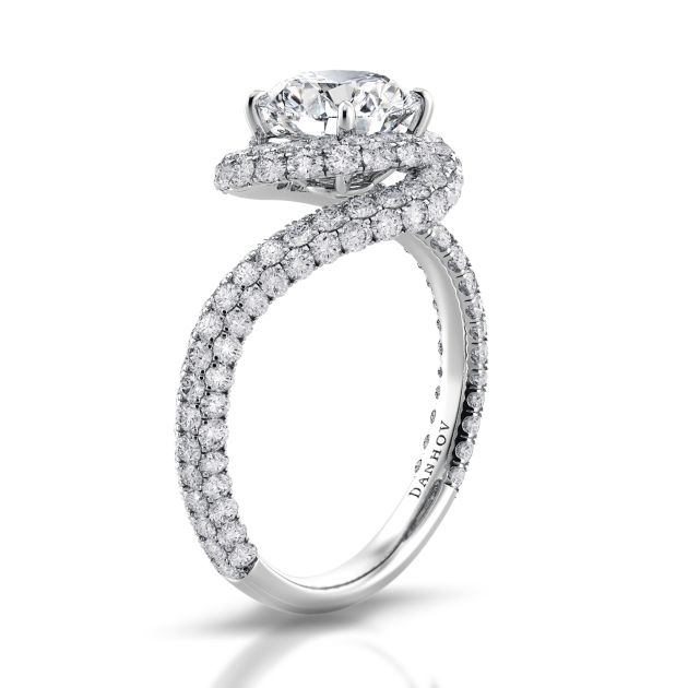 Danhov Abbraccio Swirl Engagement Ring in 14k White Gold