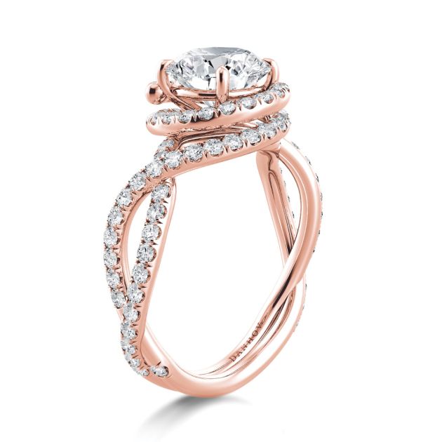 Danhov Signature Abbraccio Swirl Engagement Ring in 18k Rose Gold