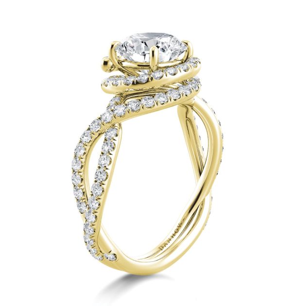 Danhov Signature Abbraccio Swirl Engagement Ring in 14k Yellow Gold