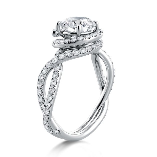 Danhov Signature Abbraccio Swirl Engagement Ring in 18k White Gold