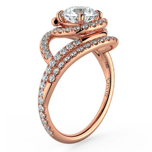Danhov Abbraccio Double Swirl Diamond Engagement Ring in 14k Rose Gold
