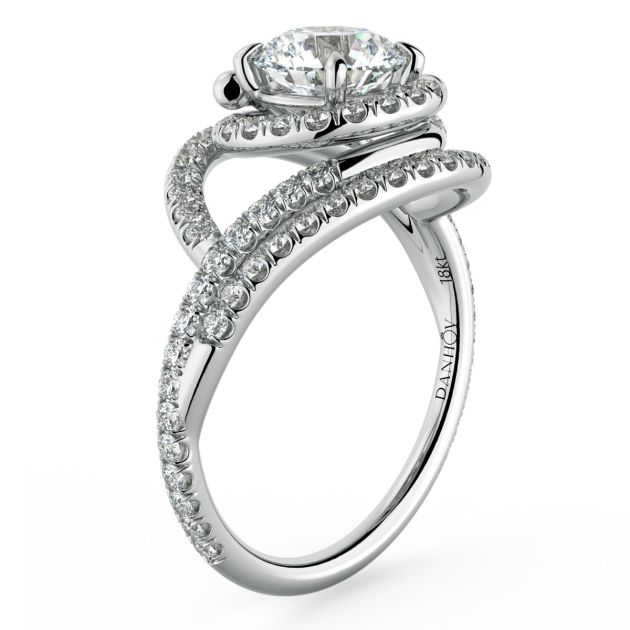 Danhov Abbraccio Double Swirl Diamond Engagement Ring in 14k White Gold