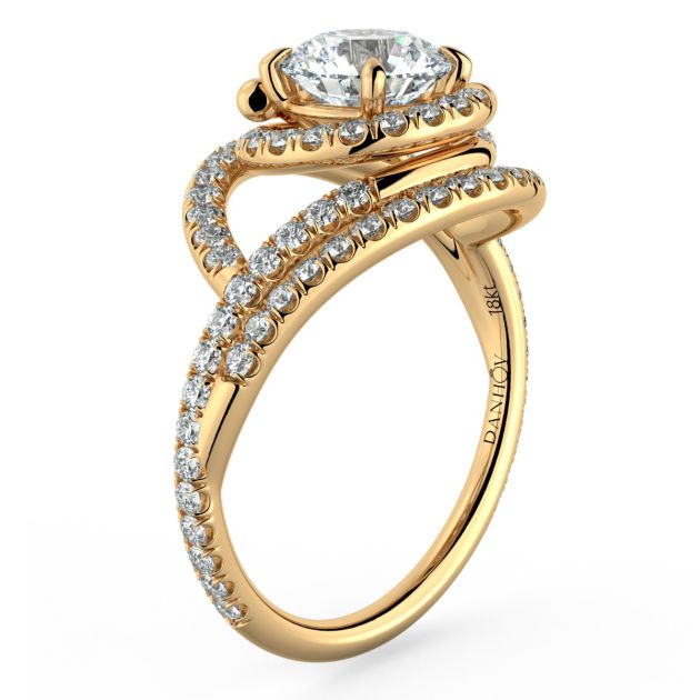 Danhov Abbraccio Double Swirl Diamond Engagement Ring in 18k Yellow Gold