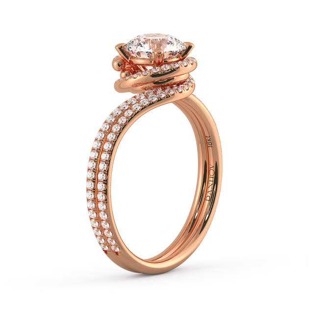 Danhov Abbraccio Swirl Engagement Ring in 14k Rose Gold