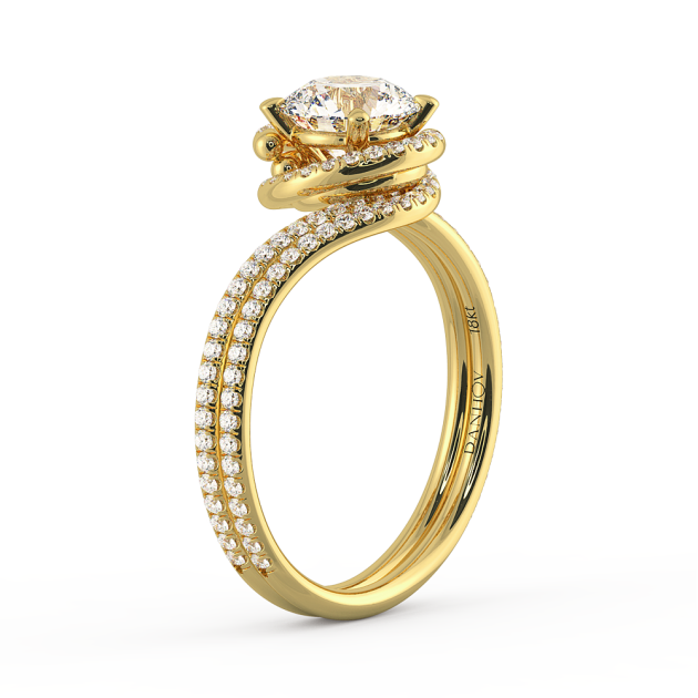 Danhov Abbraccio Swirl Engagement Ring in 18k Yellow Gold