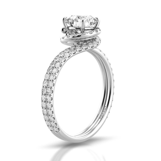 Danhov Abbraccio Swirl Engagement Ring in 14k White Gold
