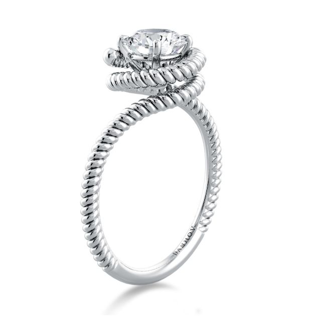 Danhov Abbraccio Twisted Shank Swirl Engagement Ring in 18k White Gold