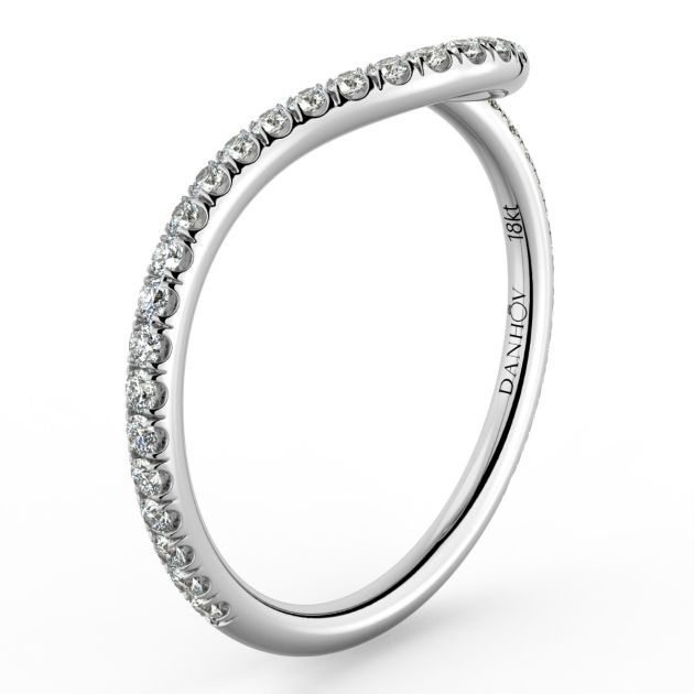 Danhov Abbraccio Half Moon Curved Diamond Wedding Band in 14k White Gold