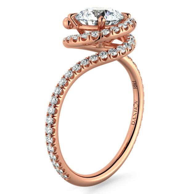 Danhov Abbraccio Swirl Diamond Ring in 18k Rose Gold