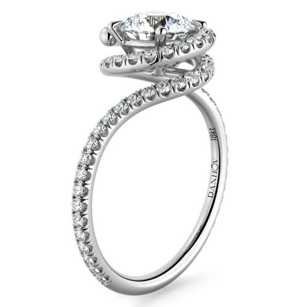 Danhov Abbraccio Swirl Diamond Ring in 14k White Gold