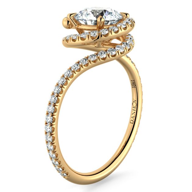Danhov Abbraccio Swirl Diamond Ring in 14k Yellow Gold