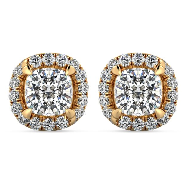 Danhov Abbraccio Swirl Cusion Diamond Earrings in 14k Yellow Gold