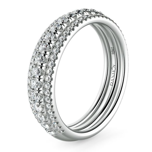 Danhov Couture Three Shank Diamond Wedding Band in 14k White Gold