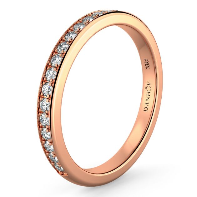 Danhov Classico Handmade Diamond Wedding Band in 18k Rose Gold